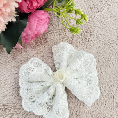 Opaska niemowlęca do chrztu z kokardką