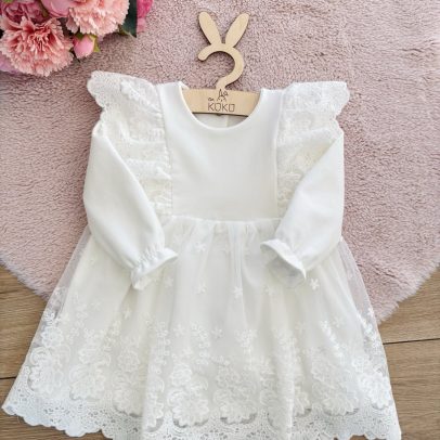 Sukienka do chrztu z tiulowymi motylkami Hania