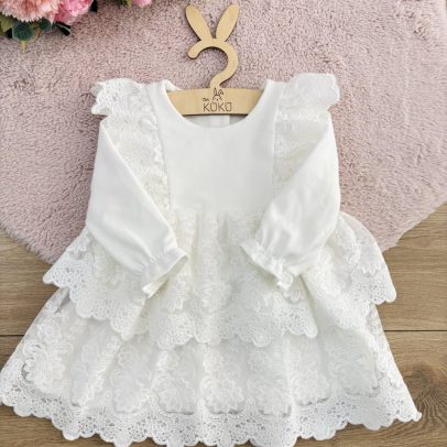 Sukienka do chrztu z tiulowymi falbankami Helenka